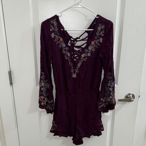 American Eagle Outfitters Purple Floral Jumpsuit